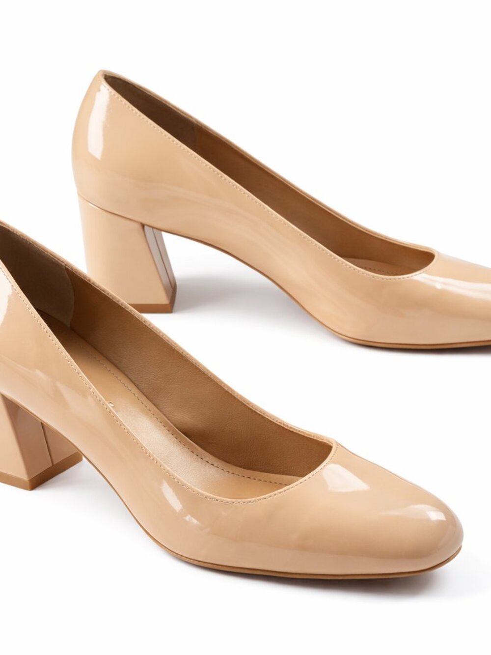 Stuart Weitzman Patent Leather Block Heel Pumps Nude Beige Women’s 10 M